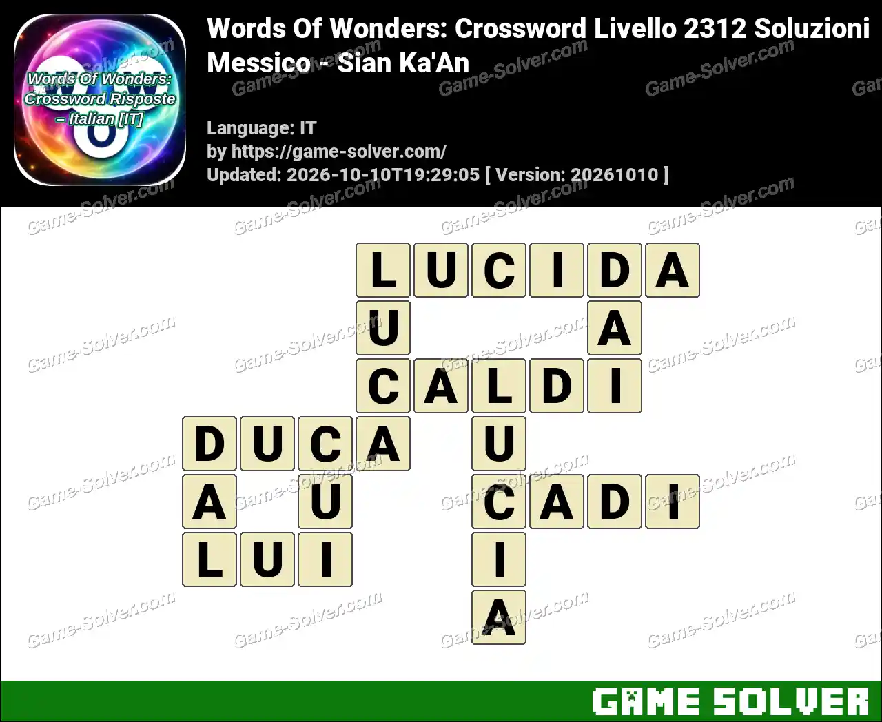 Words Of Wonders: Crossword Livello 2312 Soluzioni – Messico – Sian Ka’An